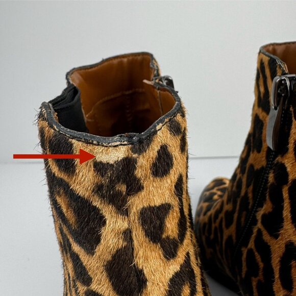 Franco Sarto Womens Bette Ankle Boots 8M Leopard Cheetah Leather Calf Hair Fur - Picture 3 of 13